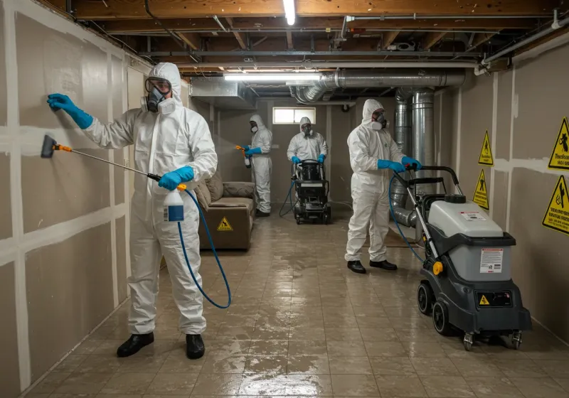 Basement Moisture Removal and Structural Drying process in North Judson, IN